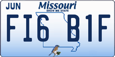 MO license plate FI6B1F