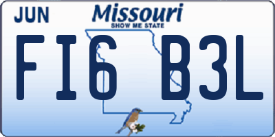 MO license plate FI6B3L