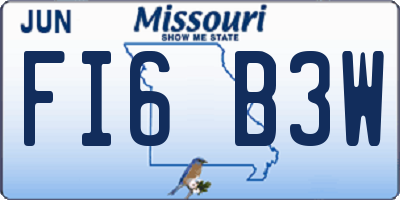 MO license plate FI6B3W