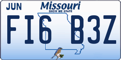 MO license plate FI6B3Z