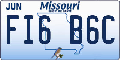 MO license plate FI6B6C