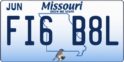 MO license plate FI6B8L