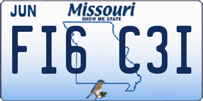 MO license plate FI6C3I