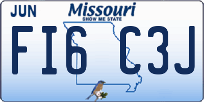 MO license plate FI6C3J
