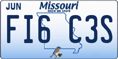MO license plate FI6C3S