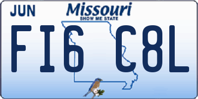 MO license plate FI6C8L