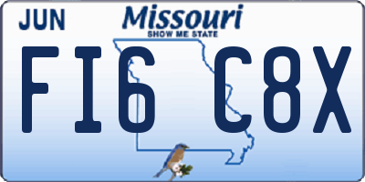 MO license plate FI6C8X