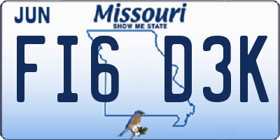 MO license plate FI6D3K