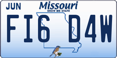 MO license plate FI6D4W