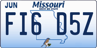 MO license plate FI6D5Z