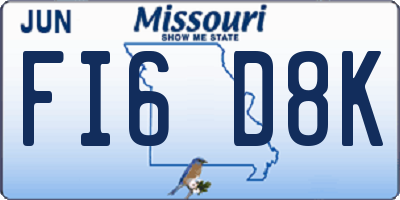 MO license plate FI6D8K