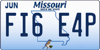 MO license plate FI6E4P