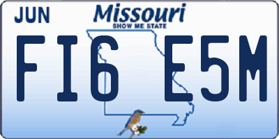 MO license plate FI6E5M