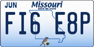 MO license plate FI6E8P