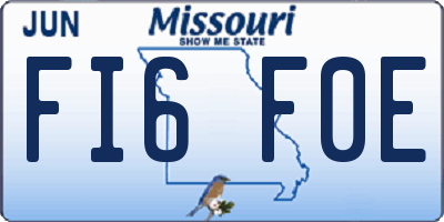 MO license plate FI6F0E