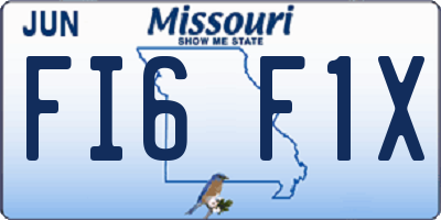 MO license plate FI6F1X