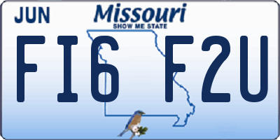 MO license plate FI6F2U
