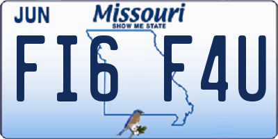 MO license plate FI6F4U