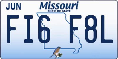 MO license plate FI6F8L