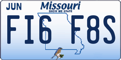 MO license plate FI6F8S