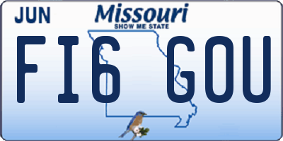 MO license plate FI6G0U