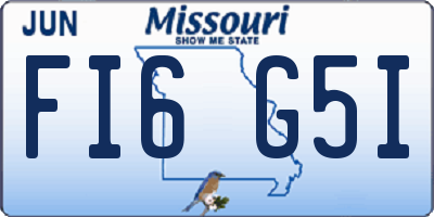 MO license plate FI6G5I