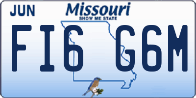 MO license plate FI6G6M