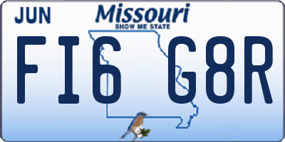 MO license plate FI6G8R