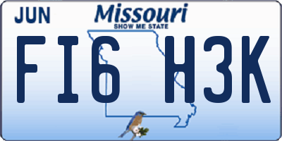MO license plate FI6H3K