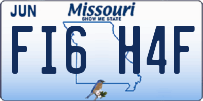 MO license plate FI6H4F