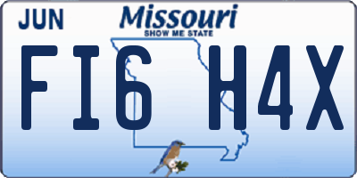 MO license plate FI6H4X