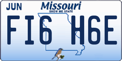 MO license plate FI6H6E