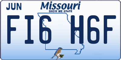 MO license plate FI6H6F