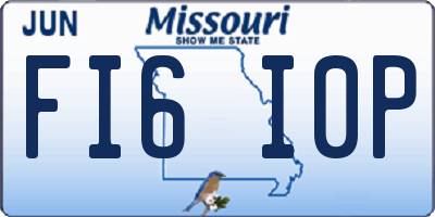 MO license plate FI6I0P