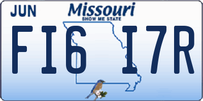 MO license plate FI6I7R