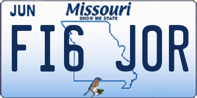 MO license plate FI6J0R