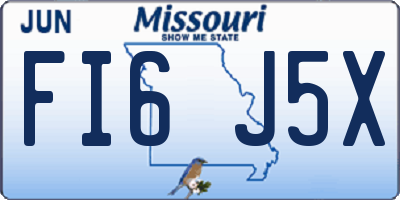 MO license plate FI6J5X