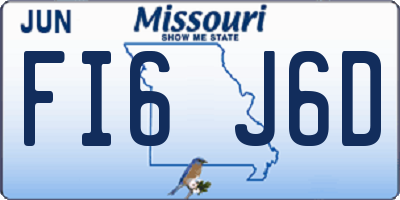 MO license plate FI6J6D