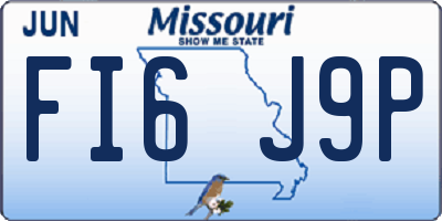 MO license plate FI6J9P