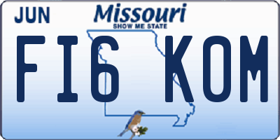 MO license plate FI6K0M