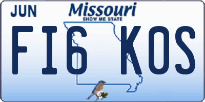 MO license plate FI6K0S