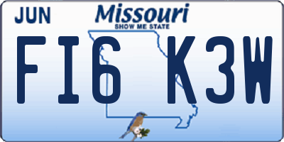 MO license plate FI6K3W