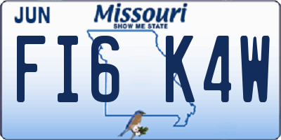 MO license plate FI6K4W