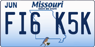 MO license plate FI6K5K