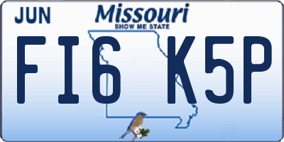 MO license plate FI6K5P