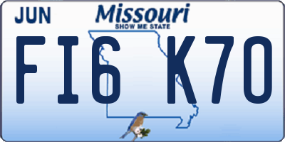 MO license plate FI6K7O