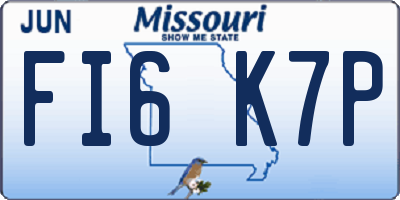 MO license plate FI6K7P