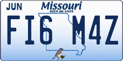 MO license plate FI6M4Z