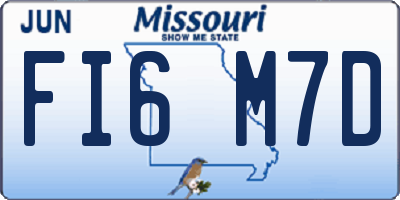 MO license plate FI6M7D