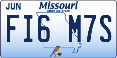 MO license plate FI6M7S